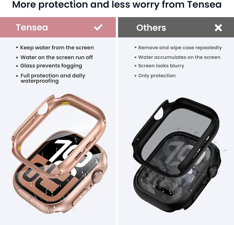 Tensea غطاء واقي لشاشة ساعة آبل مقاوم للماء سلسلة 11/10 46 مم، ملحقات، غطاء وجه واقي iWatch مع فيلم زجاجي مقسى للنساء والرجال، غطاء واقي لساعة آيفون 46 مم - Image 2